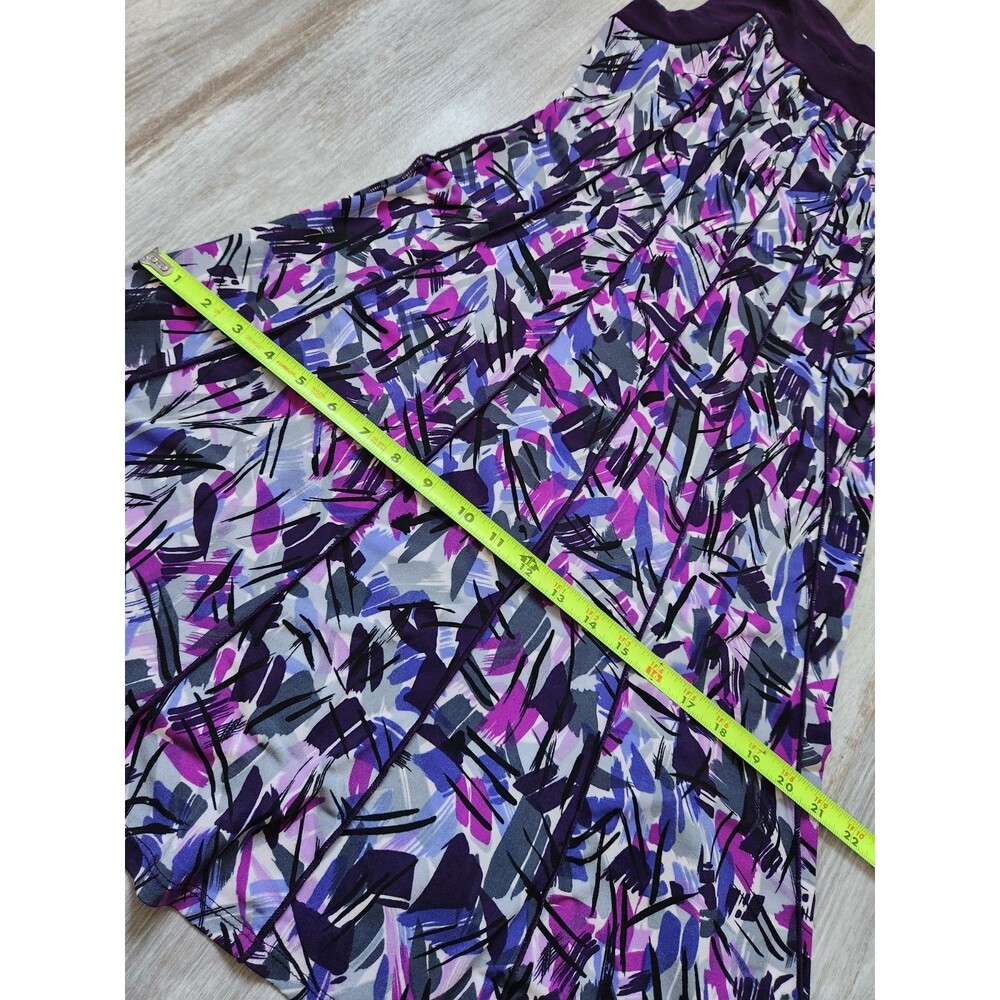 Perceptions Purple Geometric Fit Flare Dress Sleeveless Ribbed Knee Length 4P - Picture 9 of 11